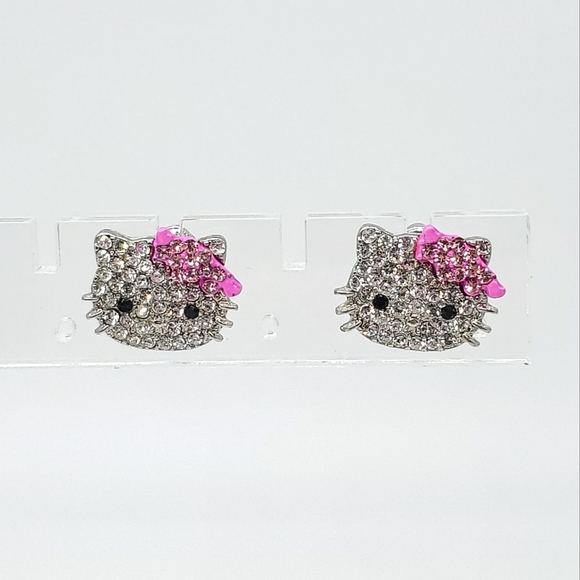 Hello Kitty Jewelry - SOLD Hello Kitty Pink Rhinestone Stud Earrings Barbie Anime